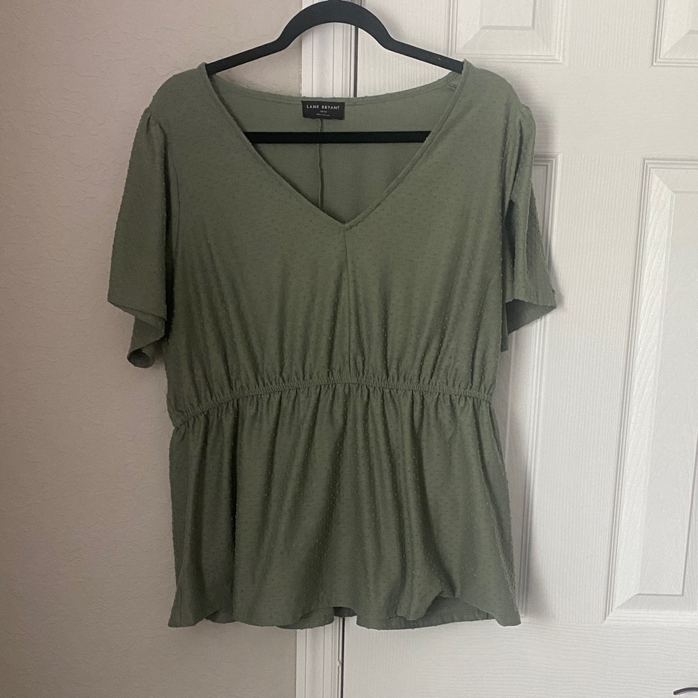 Lane Bryant Olive V-Neck Blouse